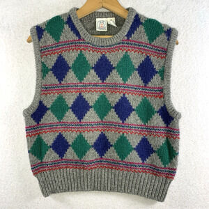 Vintage J G Hook Mens Shetland Wool Argyle Sweater Vest Sz S Preppy Academia Ivy